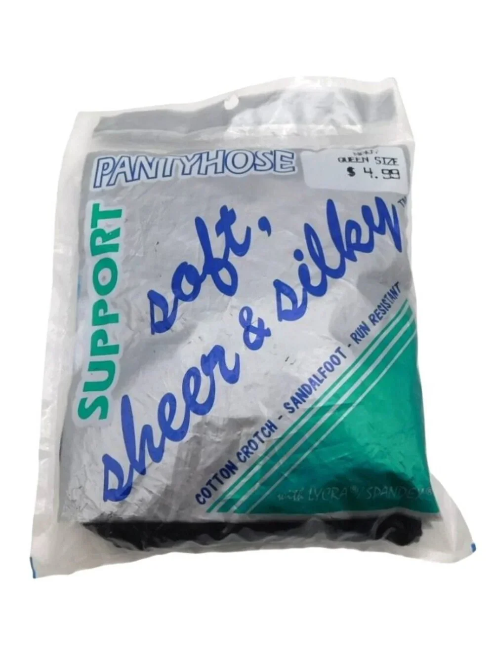 Vintage Soft Sheer & Silky Support Pantyhose Queen Sz Navy Hosiery NIP Made USA